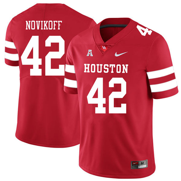 2018 Men #42 Caden Novikoff Houston Cougars College Football Jerseys Sale-Red